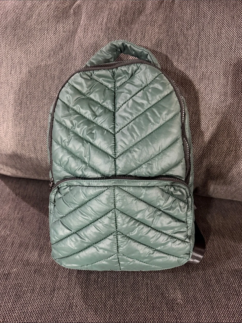 Quilted Puffer Mini Backpack - Green